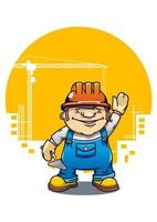 Funny smiling builder vector