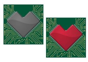 chip de corazón de la placa base vector