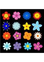 Set of flower blossoms and elements vector