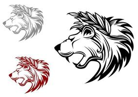 Angry heraldic lion with laurel wreath vector