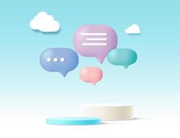 Chat bubbles or speech bubble icon website ui on white background 3d rendering illustration vector