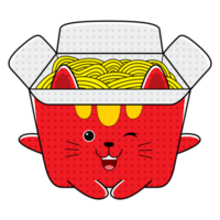 Cute Cat Spaghetti Cartoon Illustration png