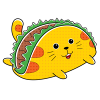 Cute Cat Taco Cartoon Illustration png