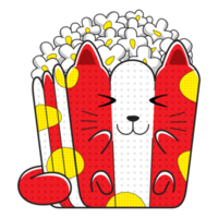 schattig kat popcorn tekenfilm illustratie png