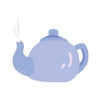 Isolated vector illustration of a purple teapot with a design illustration.