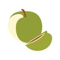 Vector image of a ripe green apple fruit with a flat design.