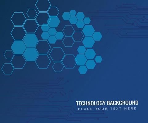 Blue technology concept background with hexagonal elements for website