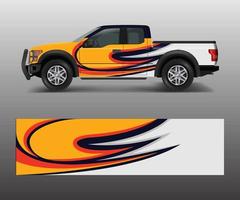 cargo van and car wrap vector, Truck decal designs, Graphic abstract stripe designs for offroad race, adventure and livery car vector