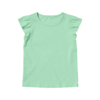vista frontal do modelo de camiseta em branco de algodão menta para meninas em um fundo transparente png