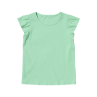 Girls' mint cotton blank t-shirt template front view on a transparent background png