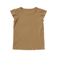 Girls' pebble brown cotton blank t-shirt template front view on a transparent background png