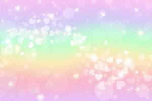 ilustración de acuarela de fantasía con cielo pastel arco iris con estrellas y corazones. telón de fondo cósmico de unicornio abstracto. ilustración de vector de niña de dibujos animados.