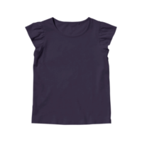 Girls' navy cotton blank t-shirt template front view on a transparent background png