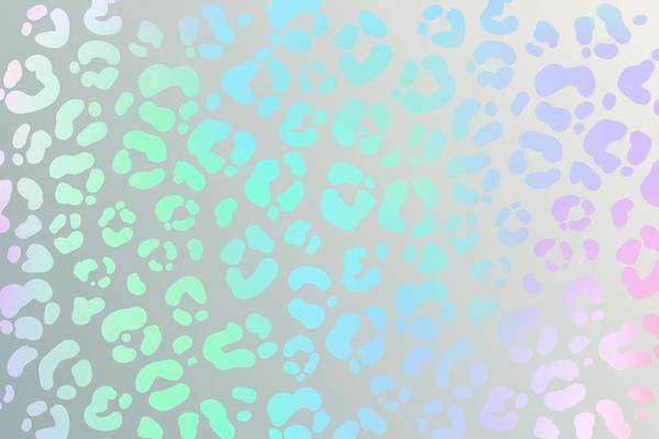 Rainbow leopard background. Holographic foil cheetah texture. Animal pattern gradient print. Vector abstract pastel illustration.