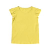 vista frontal do modelo de camiseta em branco de algodão amarelo feminino em um fundo transparente png