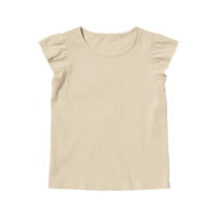 Girls' tan cotton blank t-shirt template front view on a transparent background png