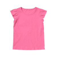 vista frontal do modelo de camiseta em branco de algodão rosa para meninas em um fundo transparente