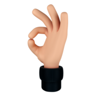 gesto de mano ilustración 3d. representación 3d png