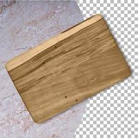 Old wooden cutting board isolated on transparency background. photo