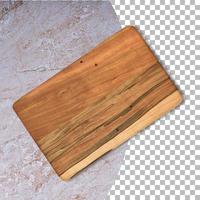 Old wooden cutting board isolated on transparency background. photo