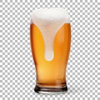 Isolated cold beer on glass with foam