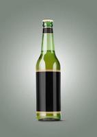 Beer Bottle Mock-Up with Blank Label on grey background . oktoberfest concept. photo