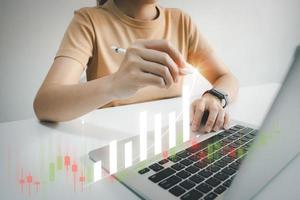 Investment idea and technology business, Funds, Stock market and digital assets, Investor or trader, Financial data analysis, Stock graphs and forex trading, business finance background photo
