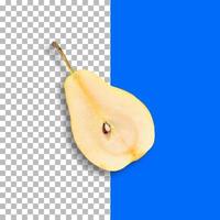 Fresh half pear with seed isolated on transparency background. photo