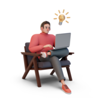 Mens werken Aan laptop met idee png