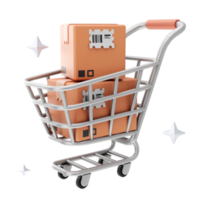 E-Commerce-Shopping und Marketing 3D-Illustrationen. 3D-Rendering png