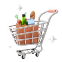 ilustrações 3d de compras e marketing de comércio eletrônico. renderização em 3D png