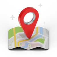 3D-Pin-Point-Karte gps. 3D-Rendering png