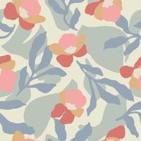 Vector flower and leaf illustration seamless repeat pattern