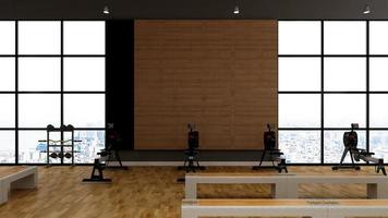 3d render - Modern minimalist of gym interior design concept mockup photo