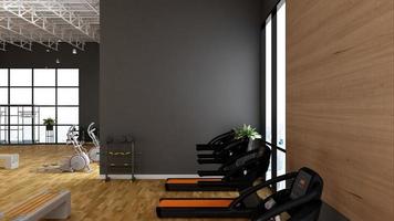 Modern gym interior design - modern minimalist concept in 3d render photo