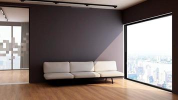 3d render guest lounge wall mockup design with modern minimalist interior design concept photo