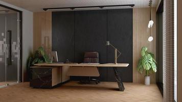 3D Render office design - manager room interior wall mockup photo