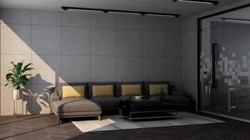 3d render guest lounge wall mockup design with modern minimalist interior design concept photo