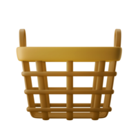 ilustração de ícone 3d de cesta de colheita de vime tradicional png