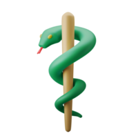 haste de asclepius caduceus símbolo médico ilustração de ícone 3d png