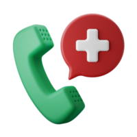 illustration de l'icône 3d du centre d'appels d'aide médicale d'urgence png