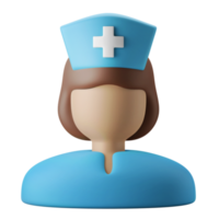 femmina infermiera personaggio avatar 3d icona illustrazione