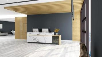 3D Render Reception Room - modern minimalist interior design concept photo