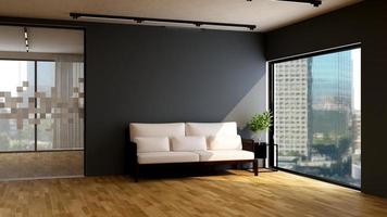 3d render guest lounge wall mockup design with modern minimalist interior design concept photo