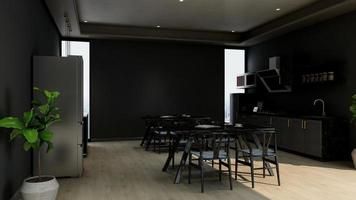 3d render of modern office pantry - interior design minimalist kitchen concept