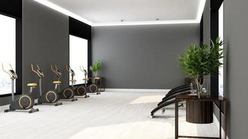 3d render - Modern minimalist of gym interior design concept mockup photo