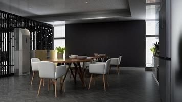 3d render of modern office pantry - interior design minimalist kitchen concept photo