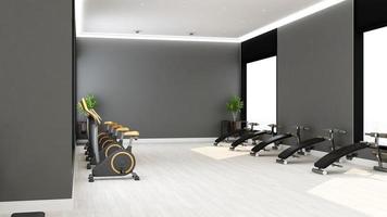 Modern gym interior design - modern minimalist concept in 3d render photo