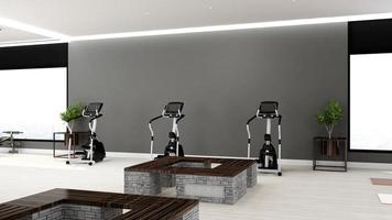 3d render - Modern minimalist of gym interior design concept mockup photo