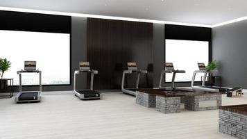 3d render - Modern minimalist of gym interior design concept mockup photo